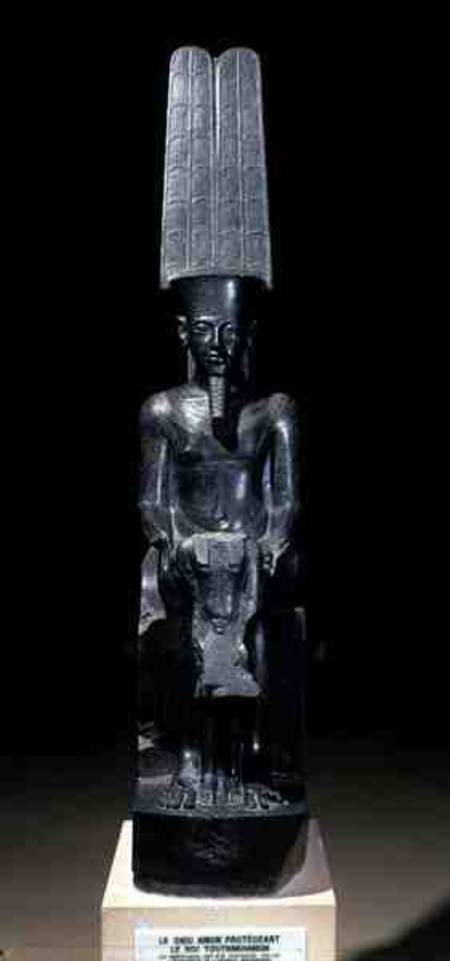 Statue of the god Amun protecting Tutankhamun, Egyptian, New Kingdom from Egyptian