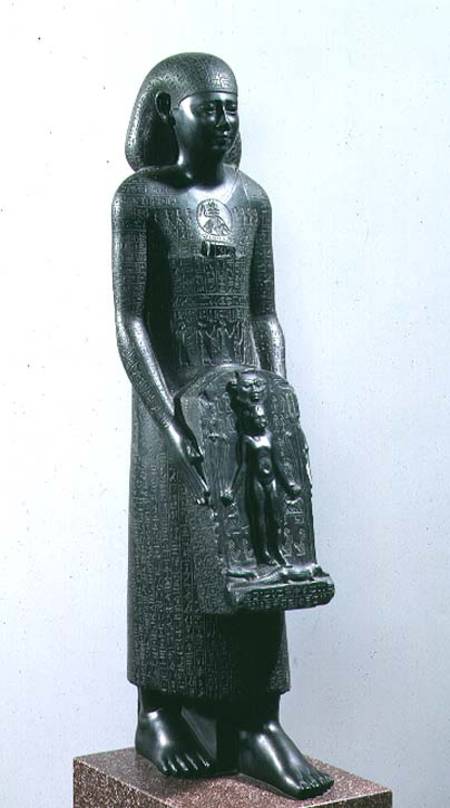 Statue of Padimahes, priest of Bastet, with magical texts for healing, 30th Dynasty or early Ptolema from Egyptian