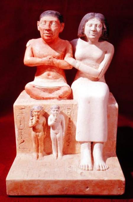 Statuette of the dwarf Seneb and his family from Egyptian