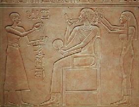 Queen Kawit at her toilet, from the sarcophagus of Queen Kawit, found at Deir el-Bahri, Middle Kingd