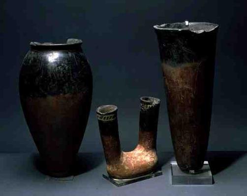 Three vessels, Egyptian, Naqada I Period (4000-3500 BC) and Naqada II Period (3500-3100 BC) (terraco from Egyptian