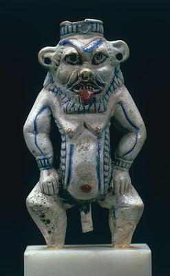 Kohl pot in the form of the god Bes, New Kingdom, c.1400-1300 BC (faience) from Egyptian 18th Dynasty