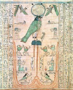 Adoration of the Rising Sun in the Form of the Falcon Re-Horakhty, New Kingdom, c.1150 BC (papyrus)