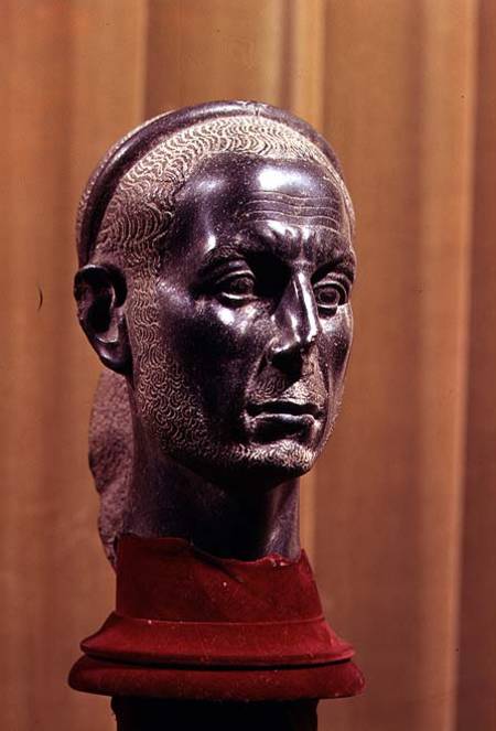 Head of a statue of a bearded priest with a starred diadem, thought to be a portrait bust of Julius from Egyptian School