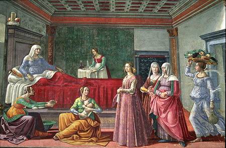 The Birth of St. John the Baptist (fresco) from  (eigentl. Domenico Tommaso Bigordi) Ghirlandaio Domenico