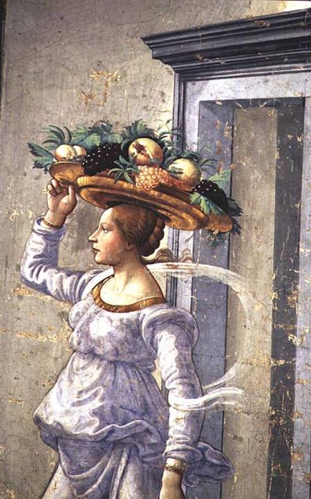 Woman carrying Fruit, from the Birth of St. John the Baptist from  (eigentl. Domenico Tommaso Bigordi) Ghirlandaio Domenico