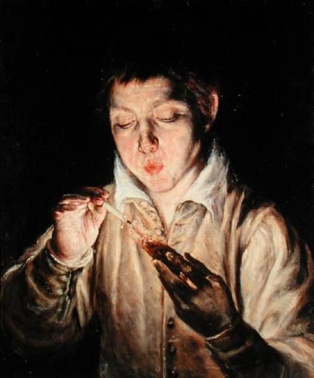 A Child Blowing on an Ember from El Greco (aka Dominikos Theotokopulos)