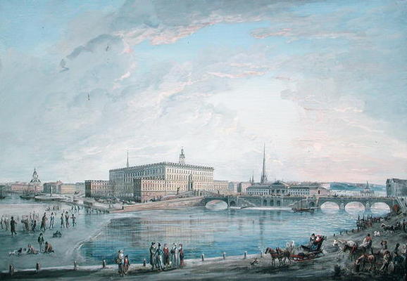View of Stockholm from the Fersen Terrace (gouache on canvas) from Elias Martin