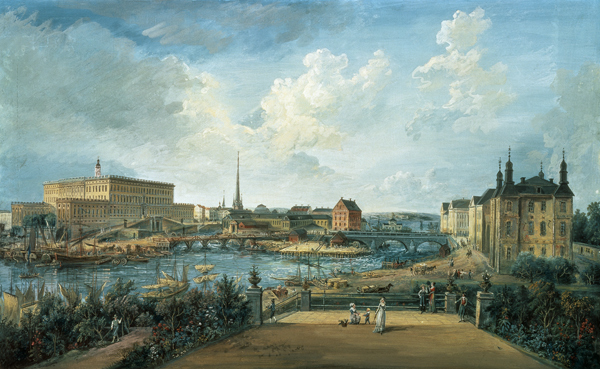 View of Stockholm from the Fersen Terrace with the Palace Makalos (gouache on canvas) from Elias Martin