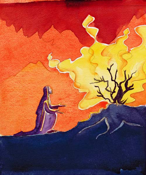 God speaks to Moses from the burning bush, 2004 (w/c on paper)  from Elizabeth  Wang