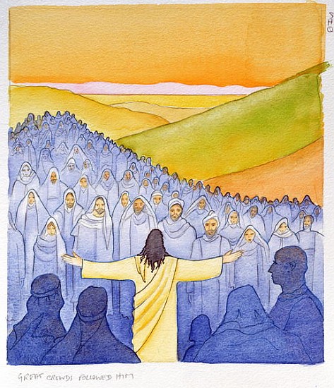 Great crowds followed Jesus as he preached the Good News, 2004 (w/c on paper)  from Elizabeth  Wang