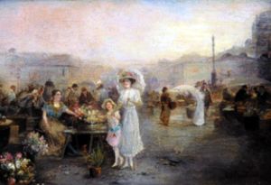 Flower market in the city (Vienna) from Emil Barbarini