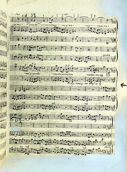 A page from one of the only two copies known to exist of the first printing of Handel''s Messiah in  from English School