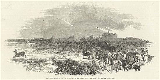 Easter Hunt with the Royal Stag Hounds: the Meet at Stoke Common, from ''The Illustrated London News from English School