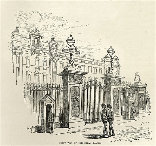 Front view of Buckingham Palace, from ''Leisure Hour'' from English School