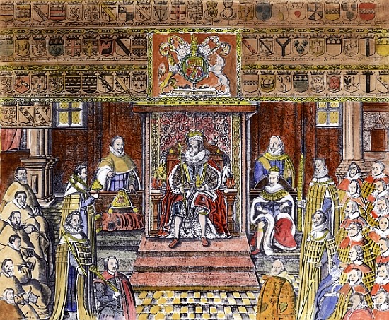 James I of England (1566-1625) at Court, from English School