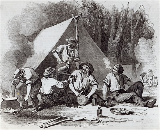 Mount Alexander gold-diggers at evening mess, from ''The Illustrated London News'' from English School