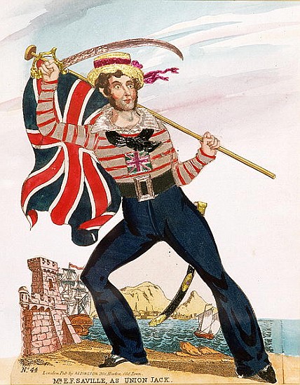 Mr E.F. Saville as ''Union Jack'', pub. Redington (engraving and collage) from English School