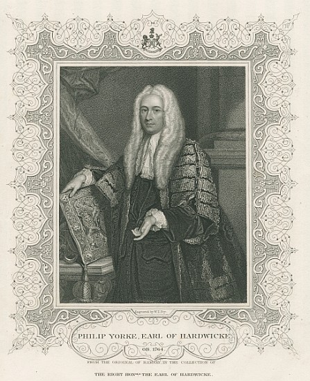 Philip Yorke, 1st Earl of Hardwicke, from ''Lodge''s British Portraits'' from English School