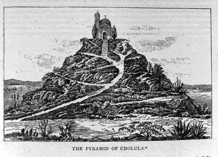 The Pyramid of Cholula, after a drawing in Cumplido's Spanish translation of Prescott's 'Mexico', fr from English School