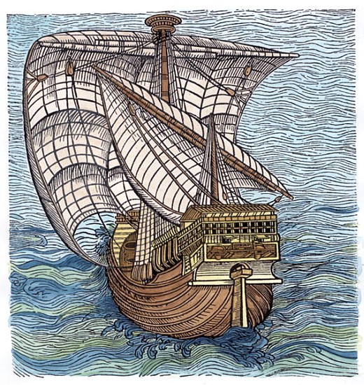 Ship of Columbus''Time'', from ''The Narrative an Critical History of America'', edited Justing Wins from English School