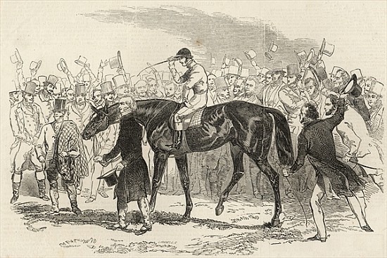 Sir Tatton Sykes leading in the winner of the St. Leger, from ''The Illustrated London News'', 26th  from English School