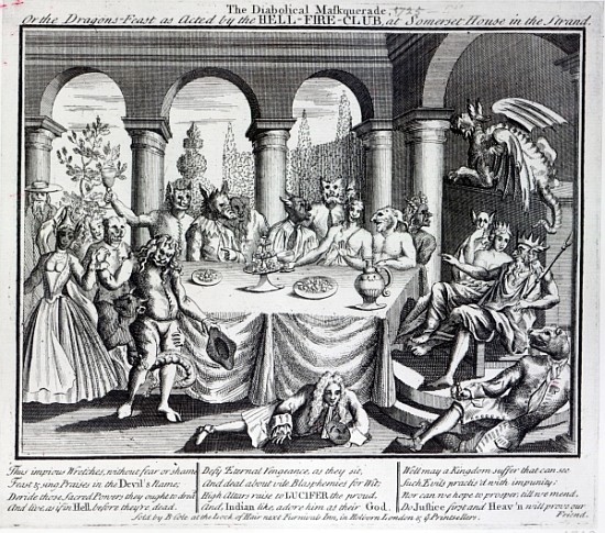 The diabolical maskquerade, or the the dragons-feast as acted the Hell-Fire-Club, at Somerset House  from English School