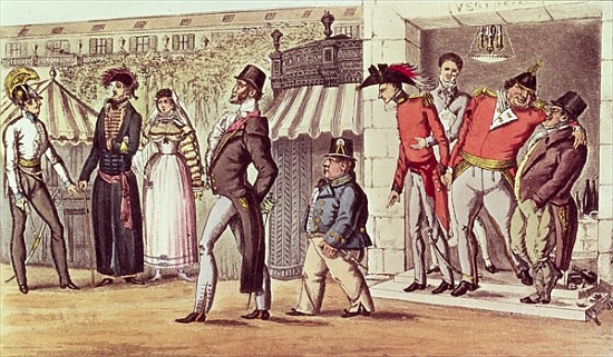 The Occupation of Paris, 1814. English Visitors in the Palais Royal from English School