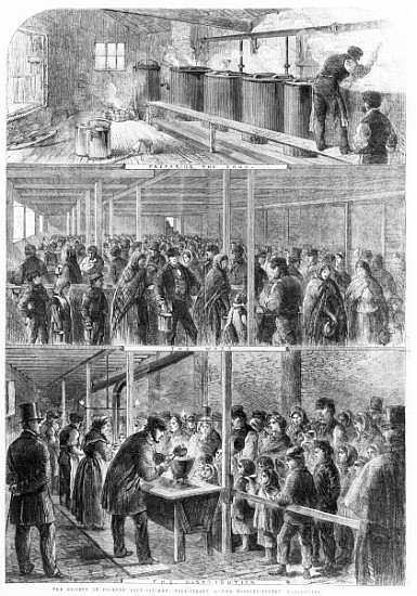 The Society of Friends'' Soup Kitchen, Ball Street, Lower Moseley Street, Manchester, 1862, from the from English School