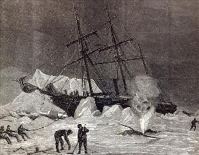''Pandora'' nipped in the ice, Melville Bay 24th July, from ''The Illustrated London News''