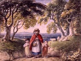 Portrait of a Woman and Two Children in a Woodland Landscape