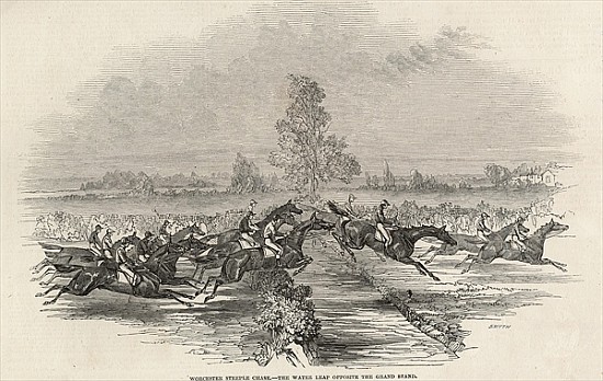 Worchester Steeple Chase: The Water Leap opposite the Grand Stand, from ''The Illustrated London New from English School