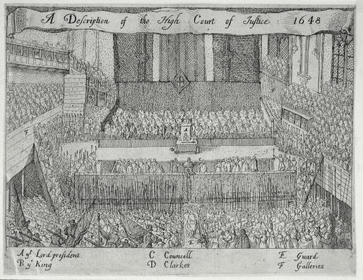 A Description of the High Court of Justice (The Trial of Charles I) (engraving) from English School, (17th century)