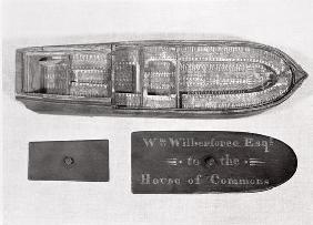 Aerial view of the model of the slave ship 'Brookes' used by William Wilberforce in the House of Com