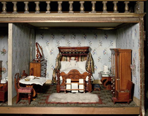 A bedroom in 'Mrs Bryant's Pleasure', c.1860 (mixed media) from English School, (19th century)