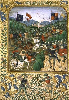 Battle of Agincourt, October 25th 1415 (w/c on paper) from English School, (19th century)