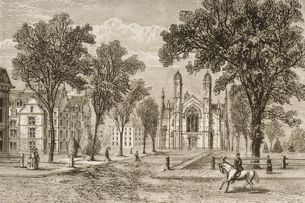 Gore Hall, Harvard University in c.1870, from 'American Pictures' published by the Religious Tract S from English School, (19th century)