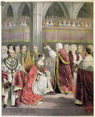 Her Most Gracious Majesty Queen Victoria, Crowned June 28th 1838 (colour litho) from English School, (19th century)
