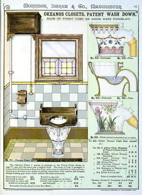 Okeanos Closets from a catalogue of sanitary wares produced by Morrison, Ingram & Co., Manchester, p from English School, (19th century)