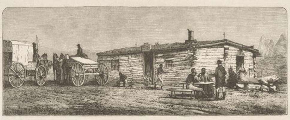 Old Post Station on the Prairie, near Denver, c.1870, from 'American Pictures', published by The Rel from English School, (19th century)