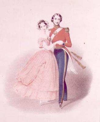 Queen Victoria (1819-1901) and Prince Albert Dancing (1819-61) (colour litho) from English School, (19th century)