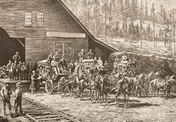Reno Station on the Central Pacific Railway, in c.1870, from 'American Pictures' published by the Re from English School, (19th century)