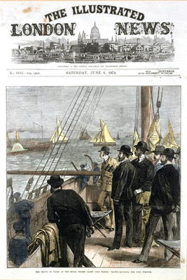 The Prince of Wales at the Royal Thames Yacht Club match, yachts rounding the club steamer, front co from English School, (19th century)