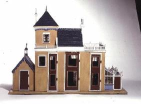 Model villa made of carved wood in the architectural style of 1860's made by Thomas Risley (1872-193