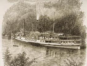 Excursion steamer on the Hudson River, in c.1870, from 'American Pictures' published by the Religiou