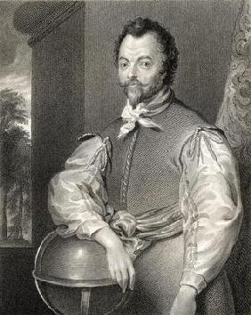 Portrait of Sir Francis Drake (1540/43-1596) from 'Lodge's British Portraits', 1823 (engraving)