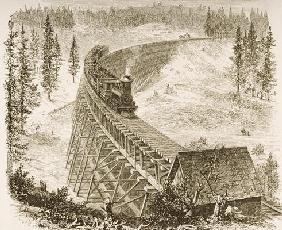 Trestle Bridge on the Pacific Railway, Sierra Nevada, c.1870, from 'American Pictures', published by