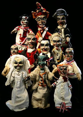 Punch and Judy puppets (mixed media) from English School, (20th century)