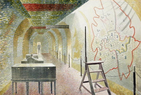 No 1 Map Corridor, 1940 (pencil and w/c on paper) from Eric Ravilious