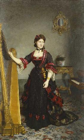 Porträt einer Dame mit Harfe